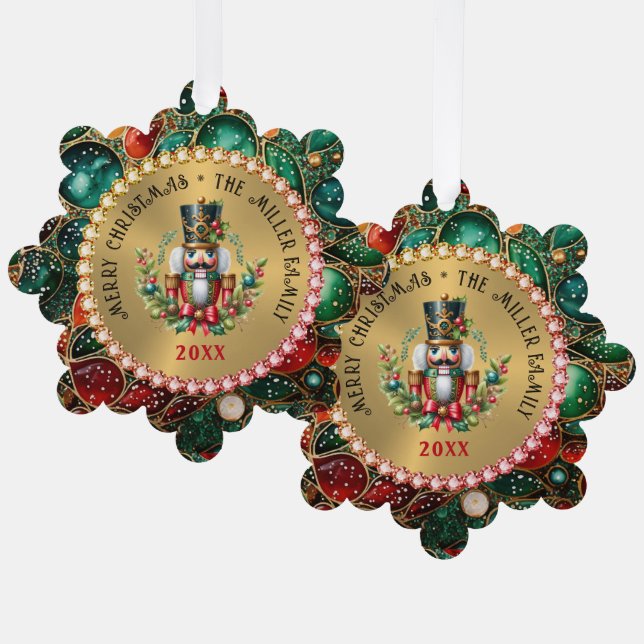 Adorno De Papel Rastreador de Navidades rojos dorados, marco Purpu (Anverso/Reverso)