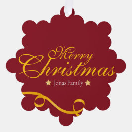 Adorno De Papel Red and Gold Hanging Paper Tag With Photo