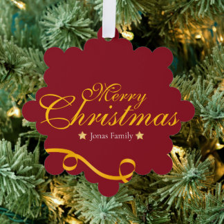 Adorno De Papel Red and Gold Hanging Paper Tag With Photo