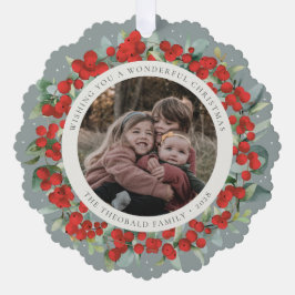 Adorno De Papel Red Berries + Eucalyptus Christmas Wreath Photo 