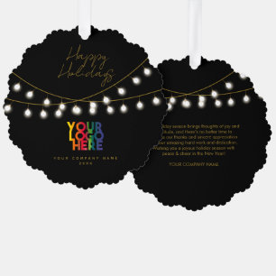 Adorno De Papel Regalo de Navidades con logotipo comercial de Blac