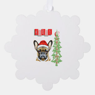 Adorno De Papel Regalo de Navidades de Bulldog de Francia