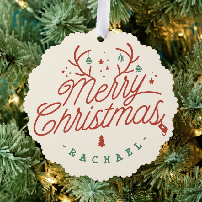 Adorno De Papel Regalo navideño personalizado de reno (Insitu (árbol))