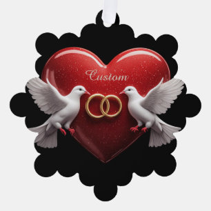 Adorno De Papel Regalo Romántico de Aniversario Corazón Palomas de