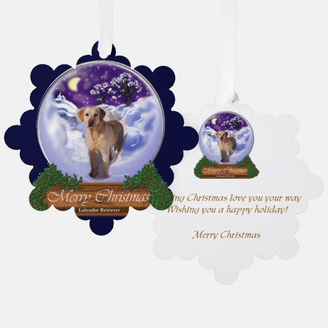 Adorno De Papel Regalos de Labrador Recuperador de Navidades (Anverso/Reverso)