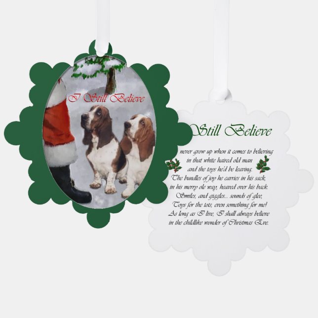 Adorno De Papel Regalos de Navidades de Hound Basset (Anverso/Reverso)