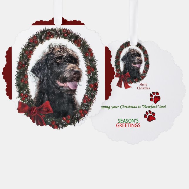 Adorno De Papel Regalos de Navidades de Labradoodle (Anverso/Reverso)