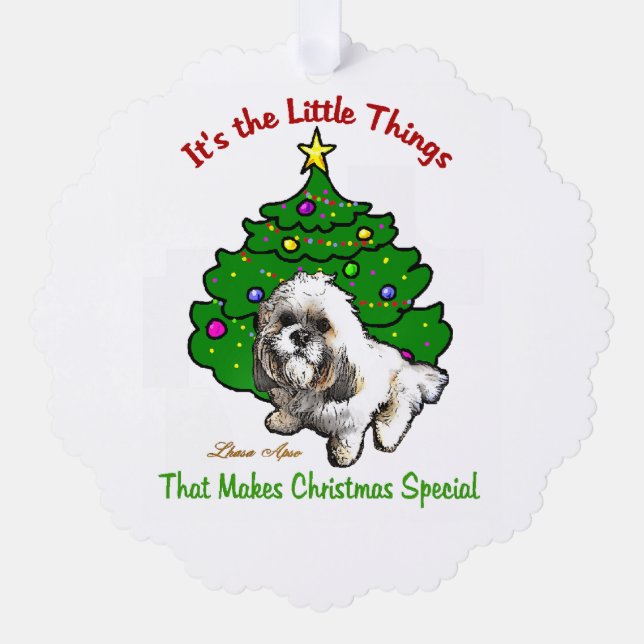 Adorno De Papel Regalos de Navidades de Lhasa Apso (Anverso)