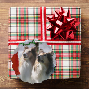 Adorno De Papel Regalos de Navidades de Sable Rough Collie