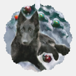 Adorno De Papel Regalos de Navidades de Sheepdog de Bélgica