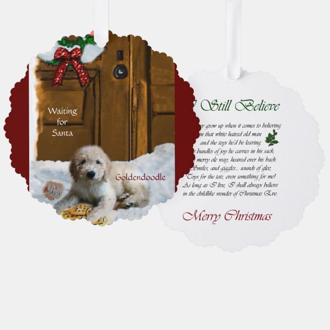 Adorno De Papel Regalos de Navidades Goldendoodle (Anverso/Reverso)