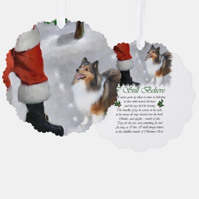 Adorno De Papel Regalos de Shetland Sheepdog Sheltie Navidades (Anverso/Reverso)