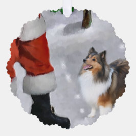 Adorno De Papel Regalos de Shetland Sheepdog Sheltie Navidades