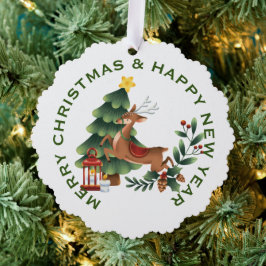 Adorno De Papel Reno y árbol de Navidad en blanco , PERSONALIZADO