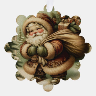 Adorno De Papel Retro Santa Claus with Gifts