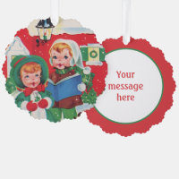 retro vintage caroling kids agrega mensaje