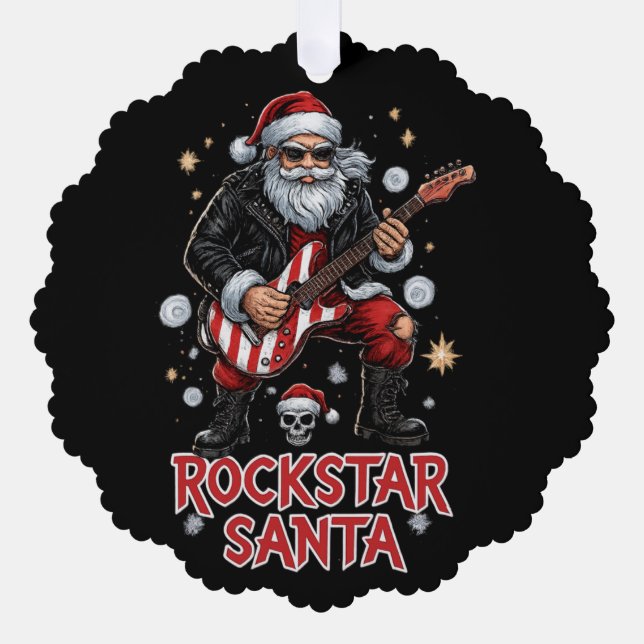 Adorno De Papel Rockstar Santa Paper Ornament (Anverso)