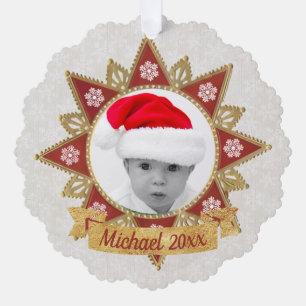 Adorno De Papel Rojo Y Dorado Forma De Círculo De Lujo Marco De Sn