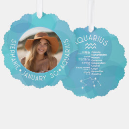 Adorno De Papel Rótulo de Astrología Aquarius Zodiac Foto Nacimien