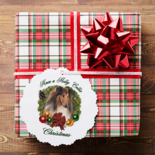 Adorno De Papel Rough Collie Navidades Regalos
