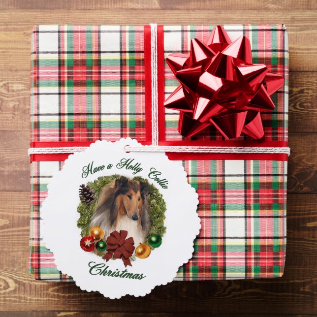 Adorno De Papel Rough Collie Navidades Regalos (Insitu (Regalo))