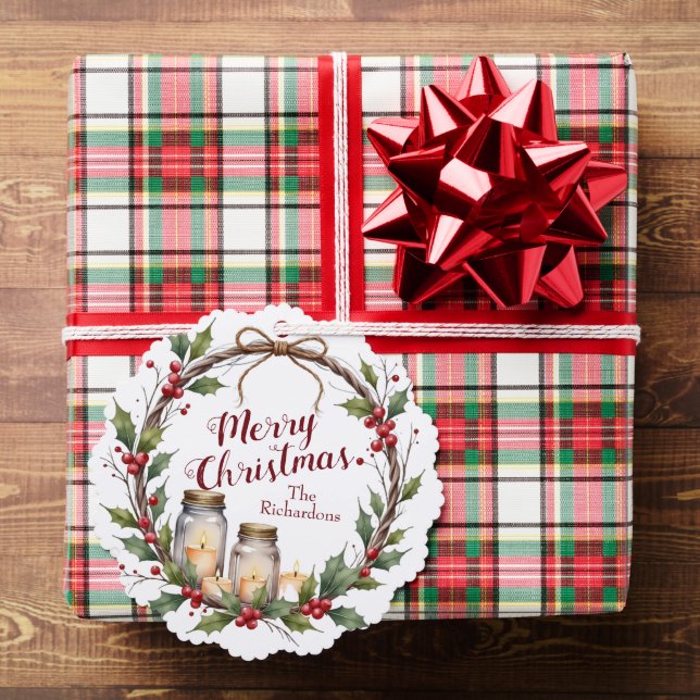 Adorno De Papel Rustic Christmas Wreath with Holly  (Insitu (Regalo))