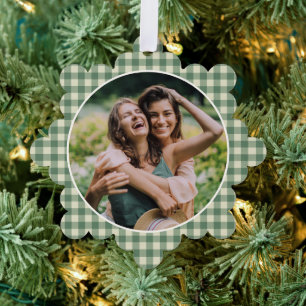 Adorno De Papel Rustic Green Gingham Foto Navidades modernos