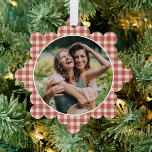 Adorno De Papel Rustic Red Gingham Foto Navidades modernos