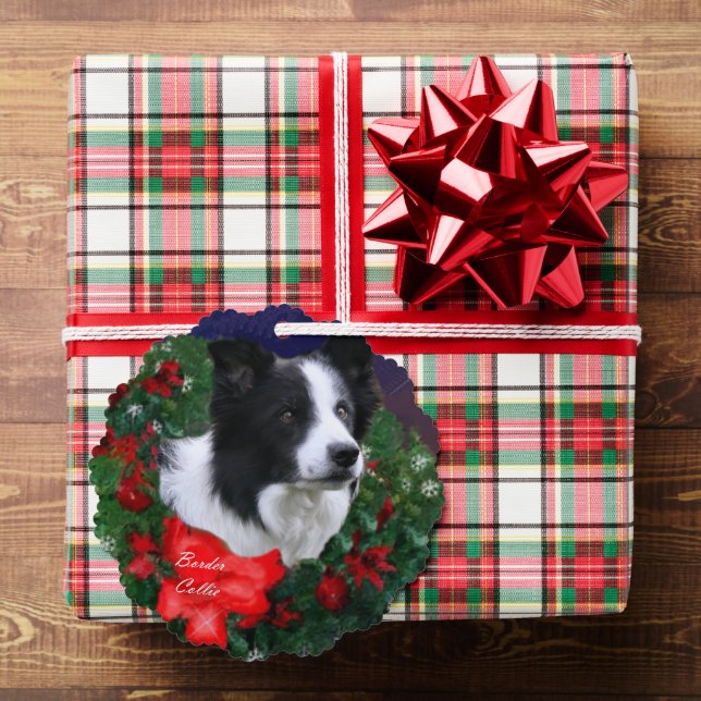 Adorno De Papel Saludos navideños de Frontera Collie (Insitu (Regalo))