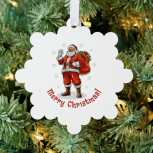Adorno De Papel Santa Claus clásico que trae regalos de Navidad
