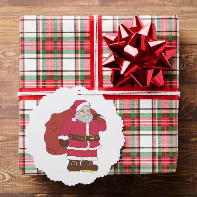 Adorno De Papel Santa Claus de rojo con bolsa de regalo y anteojos (Insitu (Regalo))