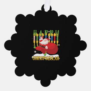 Adorno De Papel Santa Happy Chrismukkah Funny Hanukkah Navidades