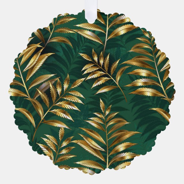 Adorno De Papel Seamless pattern with golden ferns (Anverso)