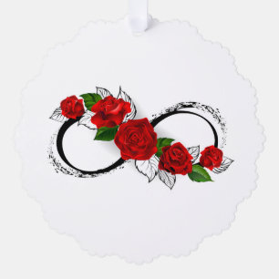 Adorno De Papel Símbolo infinito con rosas rojas