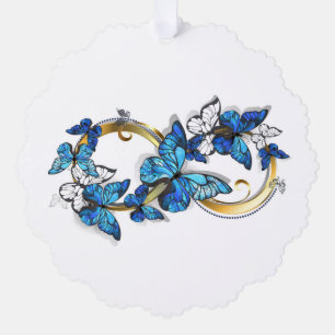 Adorno De Papel Símbolo infinito de mariposas Morpho azules