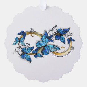 Adorno De Papel Símbolo infinito de mariposas Morpho azules