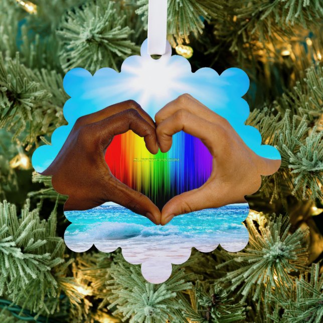Adorno De Papel SlipperyJoe gradiente de corazón de arcoíris vívid (Insitu (árbol))