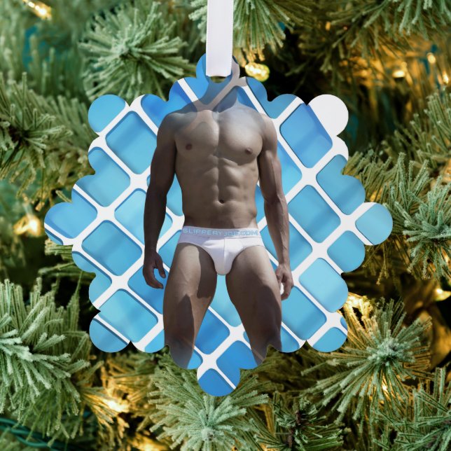 Adorno De Papel SlipperyJoe hombre muscular seis empates abs macho (Insitu (árbol))