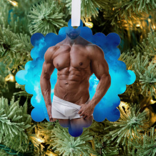 Adorno De Papel SlipperyJoe hombre musculoso barbudo sin camiseta 