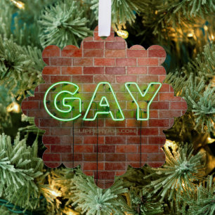 Adorno De Papel SlipperyJoe signo de neón gay brillante vivo