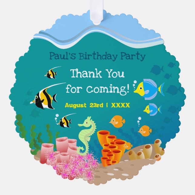 Adorno De Papel Snorkeling con fiesta de cumpleaños de peces tropi (Anverso)