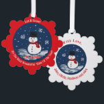 Adorno De Papel Snowman RED Personalizado<br><div class="desc">Red de muñeco de nieve pintado a mano PERSONALIZA</div>