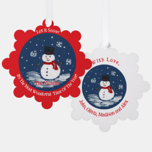 Adorno De Papel Snowman RED Personalizado