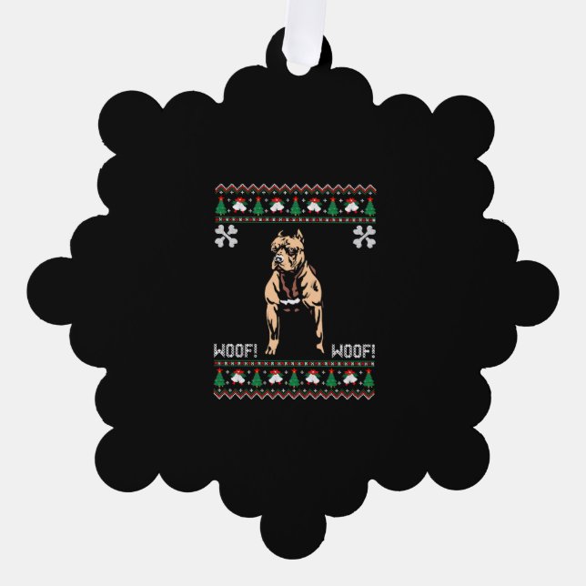 Adorno De Papel Suéter de Pitbull Ugly Navidades (Anverso)