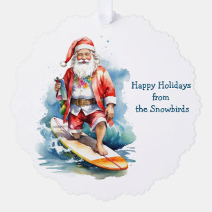 Adorno De Papel Surfing Santa Paper Ornamcard Card