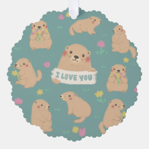 Adorno De Papel Te amo, Ilustracion Marmots