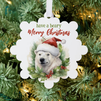 Adorno De Papel Ten Un Temor, Feliz Navidad, Oso Polar Gracioso
