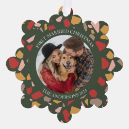 Adorno De Papel Terrazzo moderno Primer Navidad casado