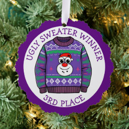 Adorno De Papel Third Place Ugly Sweater Winner Christmas