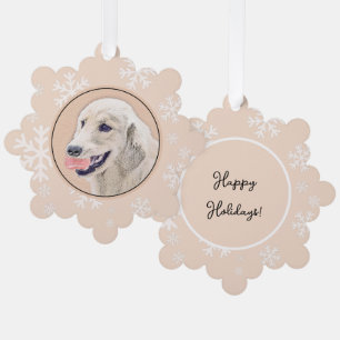 Adorno De Papel Tirador de oro con arte de perro pintado de bolas 